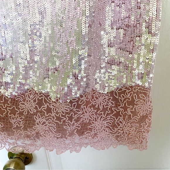 BHLDN Dress Audrey Adele Sequin Mini Shift Beaded Bridal Pink M NWT - Picture 4 of 12